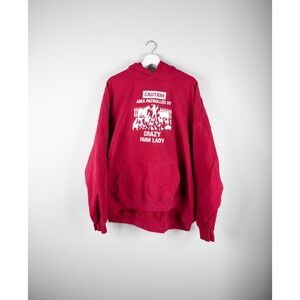 Gildan Women's 3XL Red Sweatshirt Caution: Area Patrolled by crazy farm lady